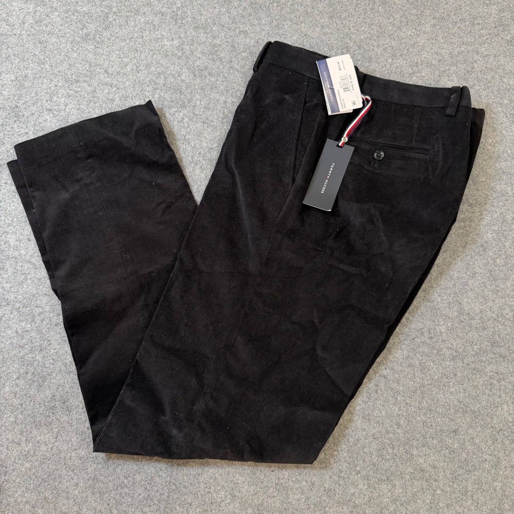 Tommy Hilfiger Drew Mens Black Corduroy Straight Leg Pants 34x32 DREWPH0A0063